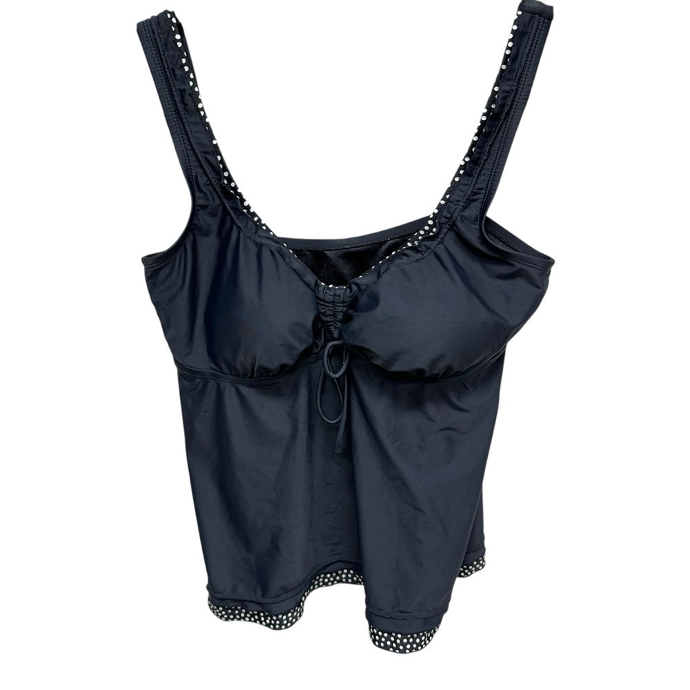 Maxine of Hollywood women’s tankini swim top black polka dot size 12